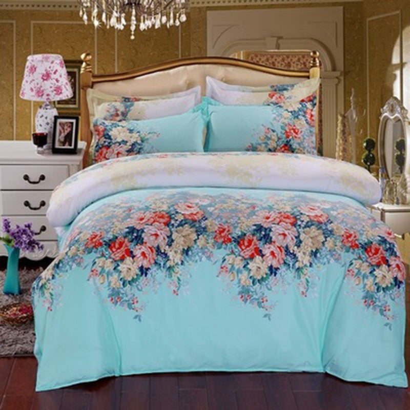 Home Bed Sheets Pattern Four Piece Plate Bedding Pillowcase Bedclothes